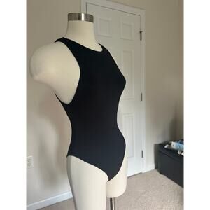 Zara sheen black high neck sleeveless bodysuit, size small, NWOT